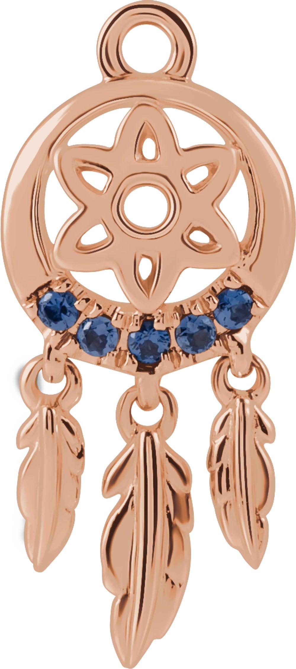 14K Rose Petite Pavé™ Natural Blue Sapphire Dream Catcher Dangle