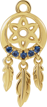 14K Yellow Petite Pavé™ Natural Blue Sapphire Dream Catcher Dangle