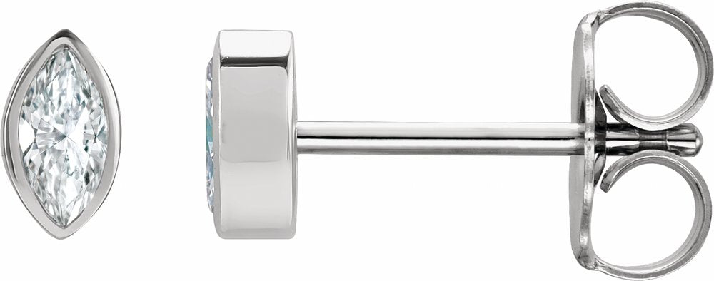 14K White Gold 1/8 CTW Natural Diamond Solitaire Bezel-Set Earrings