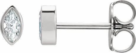 14K White Gold 1/8 CTW Natural Diamond Solitaire Bezel-Set Earrings