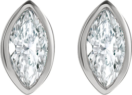 14K White Gold 1/8 CTW Natural Diamond Solitaire Bezel-Set Earrings