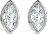14K White Gold 1/8 CTW Natural Diamond Solitaire Bezel-Set Earrings