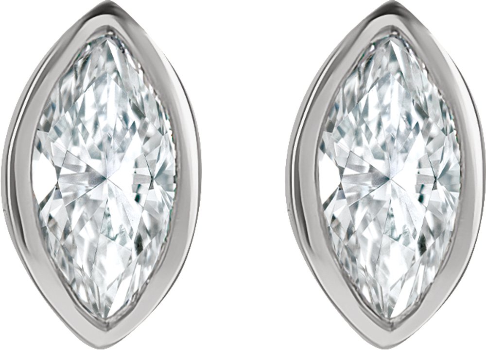 14K White Gold 1/8 CTW Natural Diamond Solitaire Bezel-Set Earrings