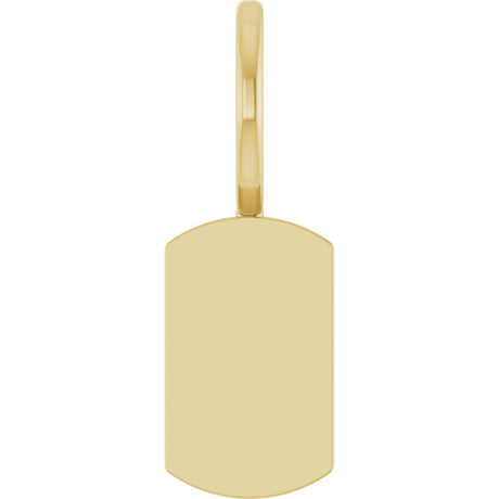 14K Yellow Gold Engravable Dog Tag Charm/Pendant