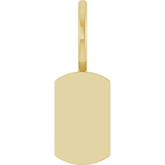 14K Yellow Gold Engravable Dog Tag Charm/Pendant