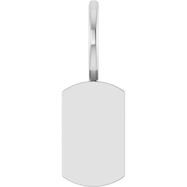 14K White Engravable Dog Tag Charm/Pendant