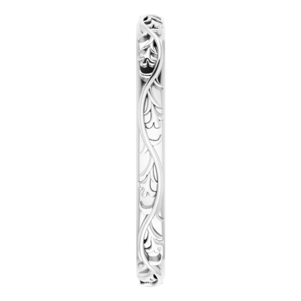 14K White Gold 2.5 mm Sculptural Flat Band Size 8