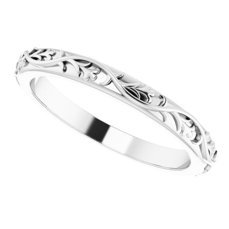 14K White Gold 2.5 mm Sculptural Flat Band Size 8