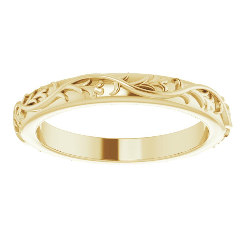 14K Yellow Gold 2.5 mm Sculptural Flat Band Size 5