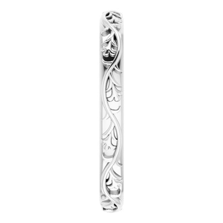 14K White 2.8 mm Floral Band