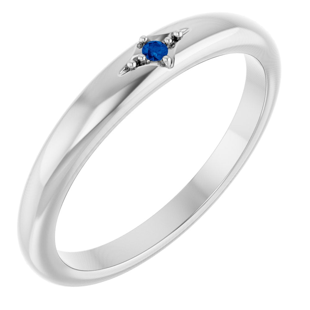 Sterling Silver Natural Blue Sapphire Stackable Ring