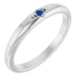 14K White Natural Blue Sapphire Stackable Ring