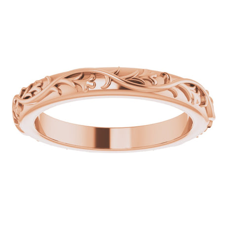 14K Rose 2.8 mm Sculptural Flat Band