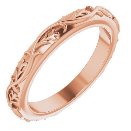 14K Rose 2.8 mm Sculptural Flat Band Size 4