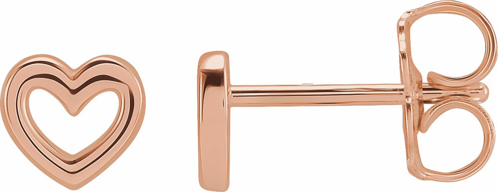14K Rose Gold Heart Earrings