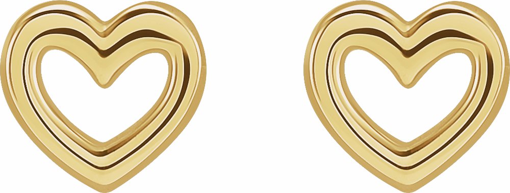 14K Yellow Heart Earrings