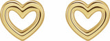 14K Yellow Heart Earrings