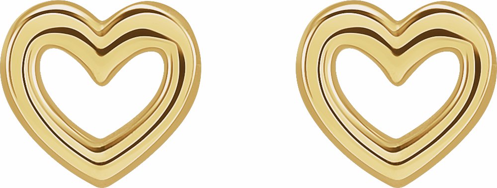 14K Yellow Heart Earrings