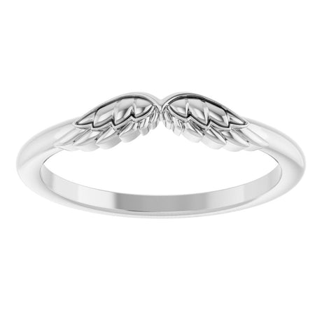 10K White Gold Stackable Angel Wings Ring

