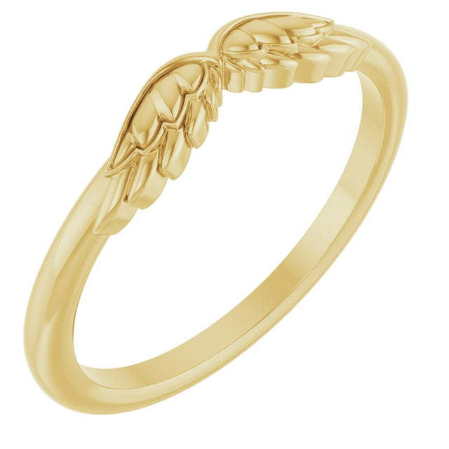 14K Yellow Gold Stackable Angel Wings Ring