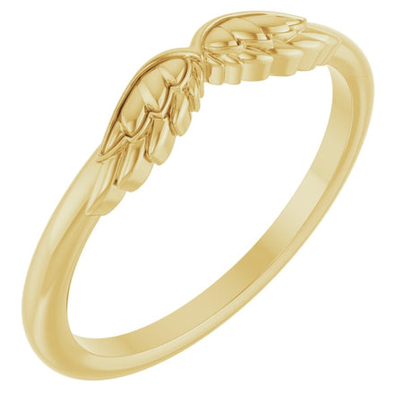 14K Yellow Gold Stackable Angel Wings Ring