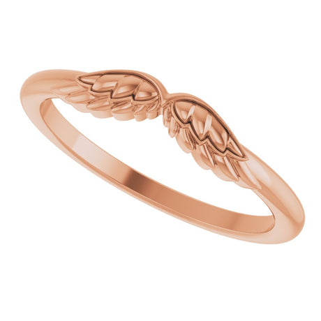 14K Rose Stackable Angel Wings Ring
