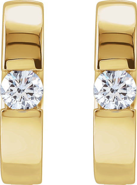 14K Yellow Gold 1/3 CTW Natural Diamond 15 mm Hinged Huggie Hoop Earrings