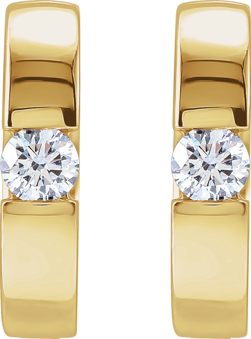 14K Yellow Gold 1/3 CTW Natural Diamond 15 mm Hinged Huggie Hoop Earrings