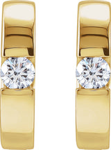 14K Yellow Gold 1/3 CTW Natural Diamond 15 mm Hinged Huggie Hoop Earrings