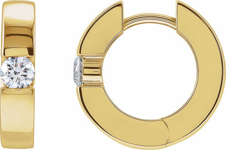 14K Yellow Gold 1/3 CTW Natural Diamond 15 mm Hinged Huggie Hoop Earrings