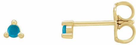 14K Yellow Gold 3.5 mm Round Natural Turquoise Earrings