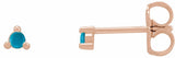 14K Rose Gold 3.5 mm Round Natural Turquoise Earrings
