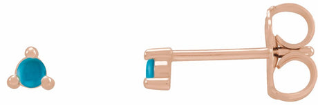 14K Rose Gold 3.5 mm Round Natural Turquoise Earrings