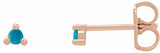 14K Rose Gold 3.5 mm Round Natural Turquoise Earrings