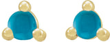 14K Yellow Gold 3.5 mm Round Natural Turquoise Earrings