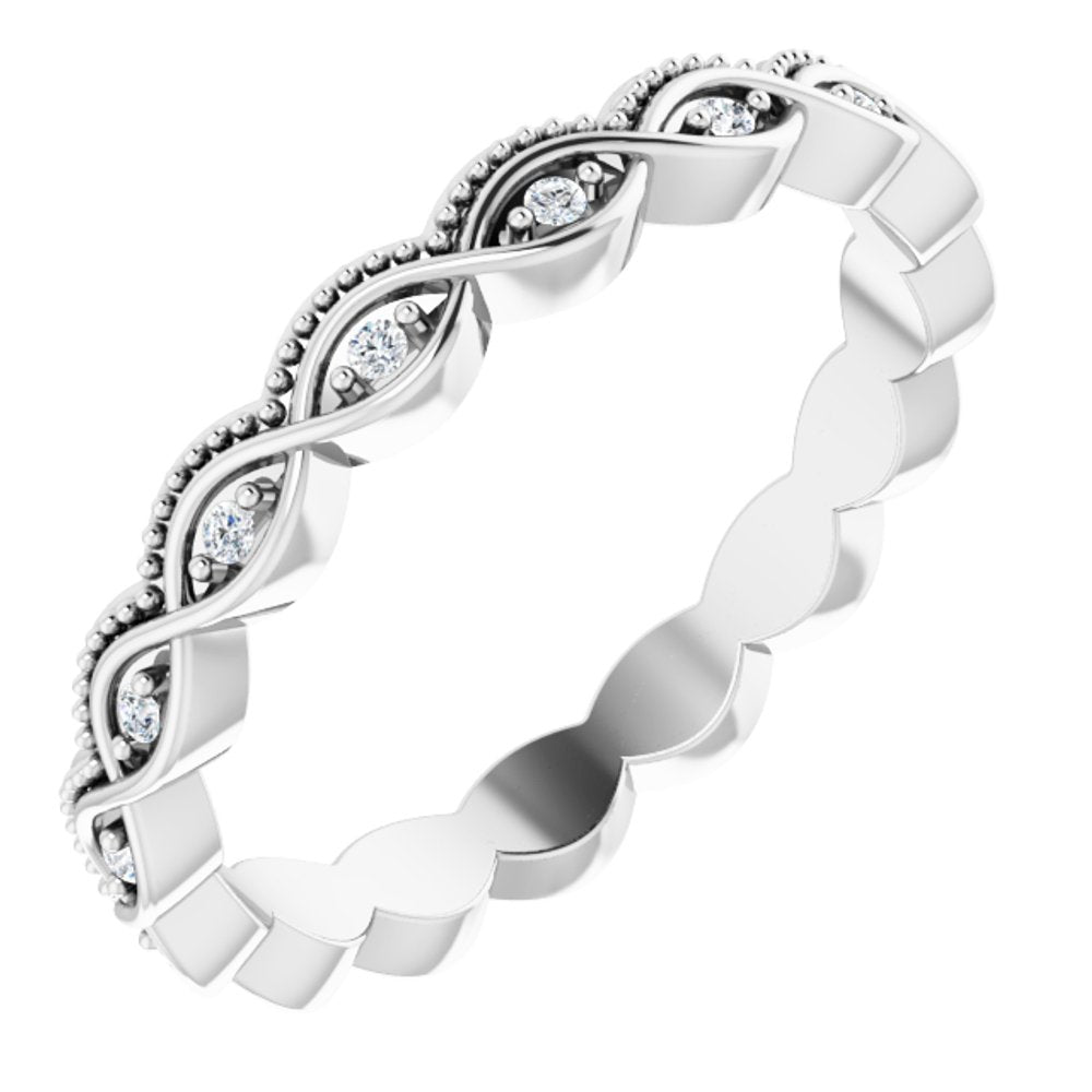 14K White .06 CTW Natural Diamond Eternity Band Size 7