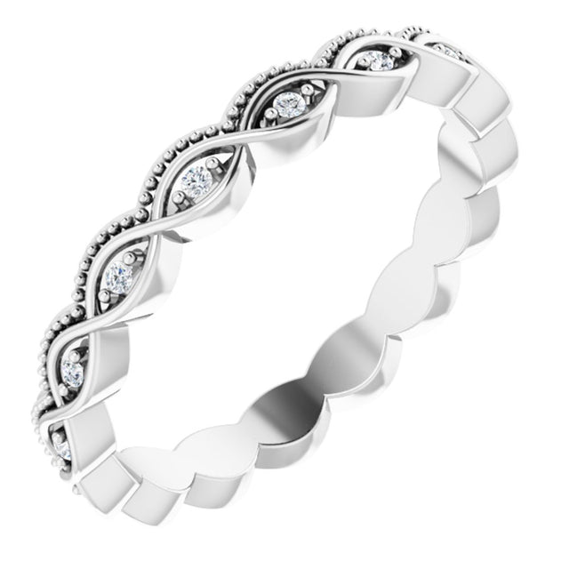 14K White .06 CTW Natural Diamond Eternity Band Size 7