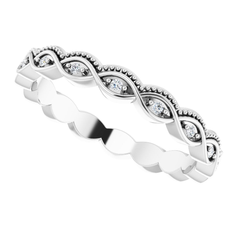 14K White .06 CTW Natural Diamond Eternity Band Size 7
