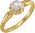 14K Yellow 5-5.5 mm Cultured White Freshwater Pearl Ring 