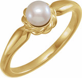 14K Yellow 5-5.5 mm Cultured White Freshwater Pearl Ring 