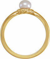 14K Yellow 5-5.5 mm Cultured White Freshwater Pearl Ring