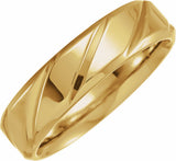 14K Yellow Gold 6 mm Diagonal Grooved Flat Band Size 10