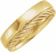 14K Yellow Gold 6 mm Single Sided Rope Stepped-Edge Comfort-Fit Flat Band Size 6