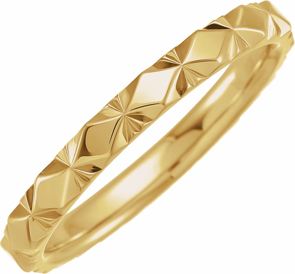 14K Yellow Gold 2.5 mm Diamond Faceted Band Size 4