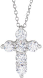 14K White 1 CTW Lab-Grown Diamond Cross 18" Necklace