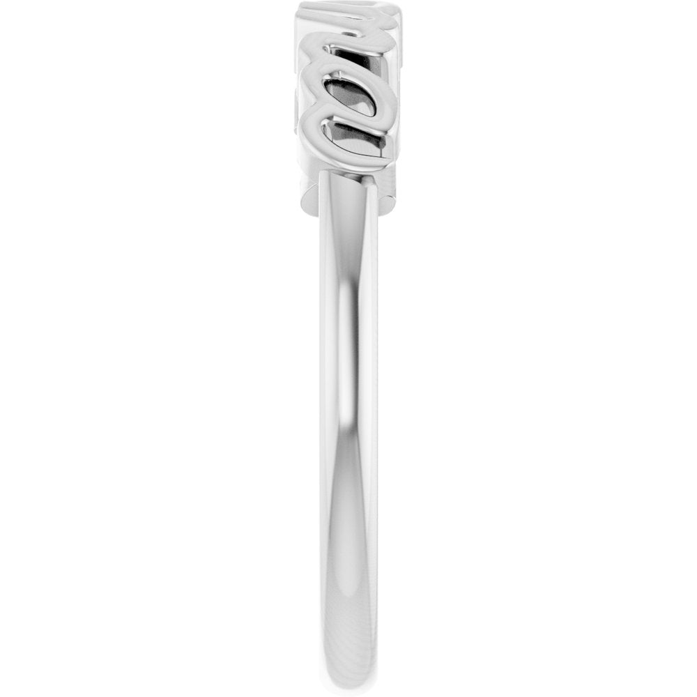 14K White Gold Mama Ring 