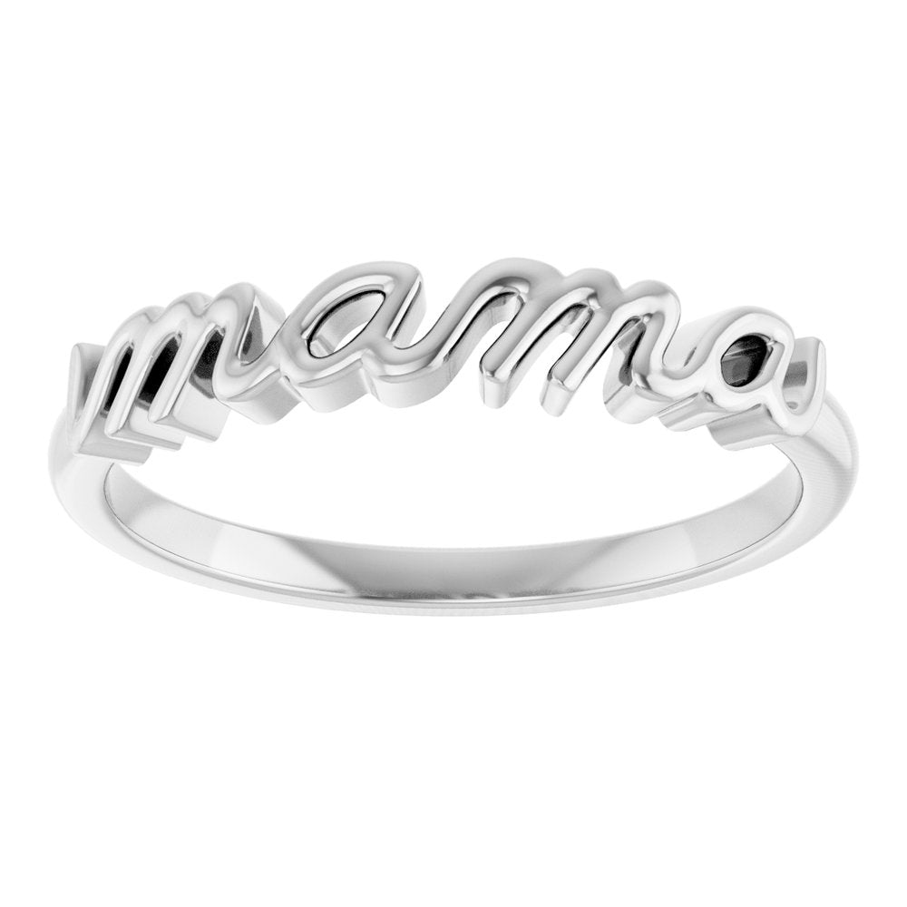 14K White Gold Mama Ring 
