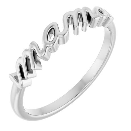 14K White Gold Mama Ring 