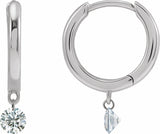 14K White Gold 1/3 CTW Drilled Natural Diamond Hinged Hoop Earrings