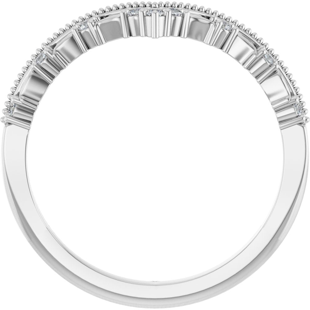 14K White .08 CTW Lab-Grown Diamond Contour Band